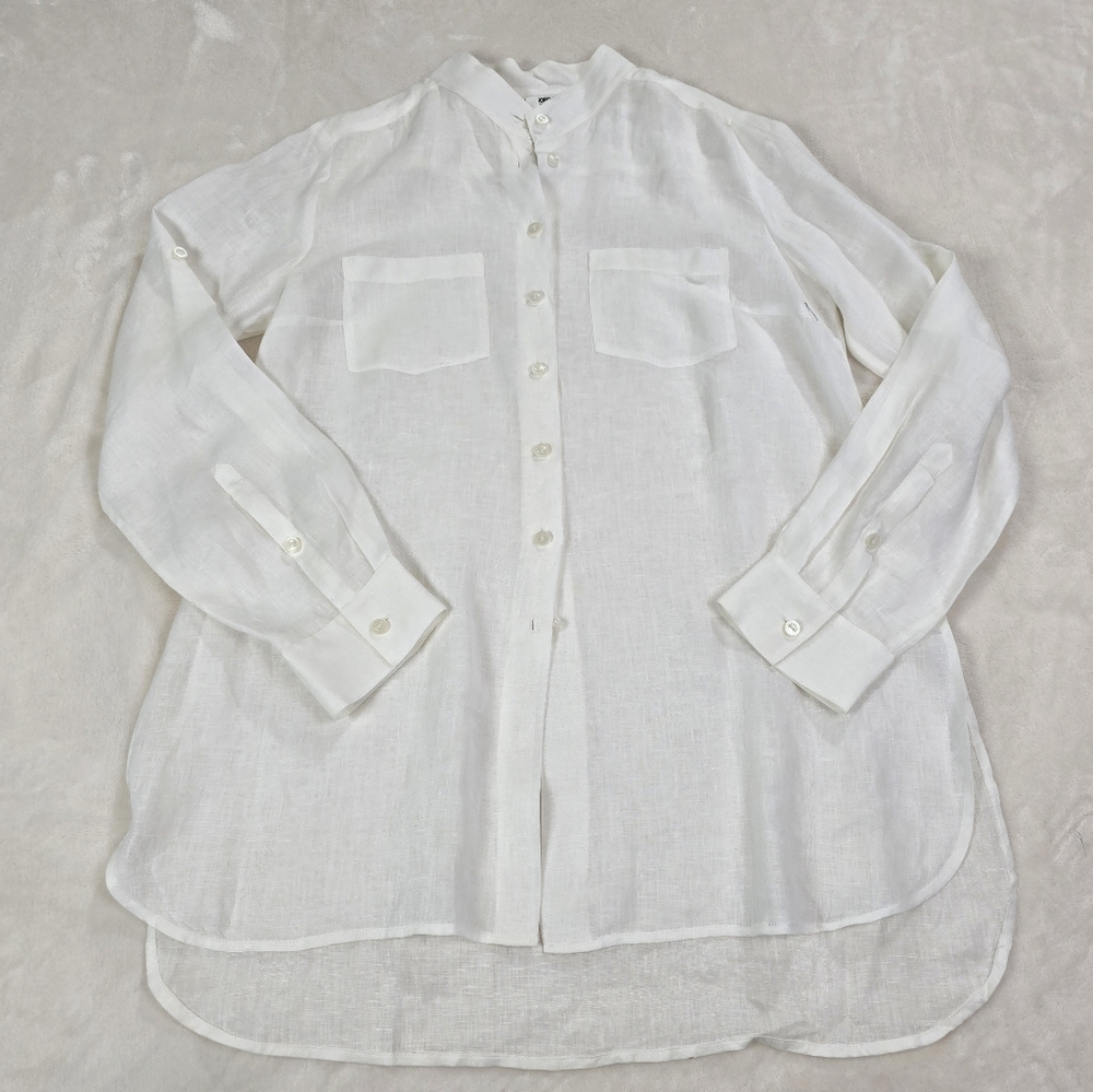 Wes Gordan x Jones NY Women’s  100% linen button up white tunic  size 6